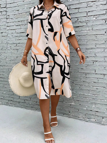 My Western Plus Allover Print Button Front Shirt Dress My Western